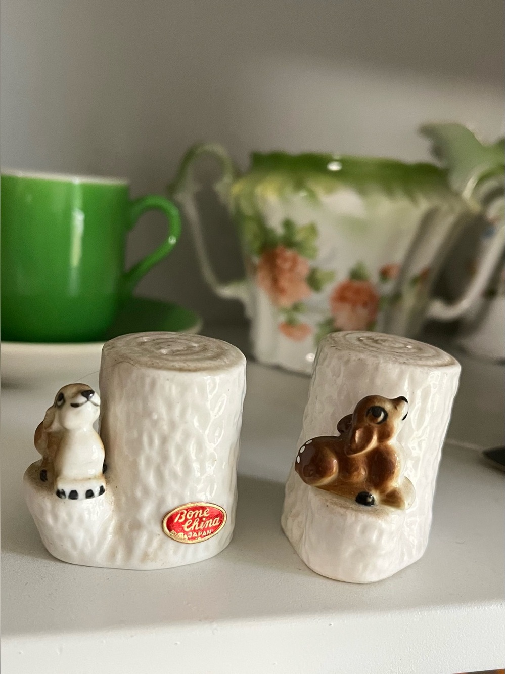 Vintage miniature salt and pepper shakers deer fawns